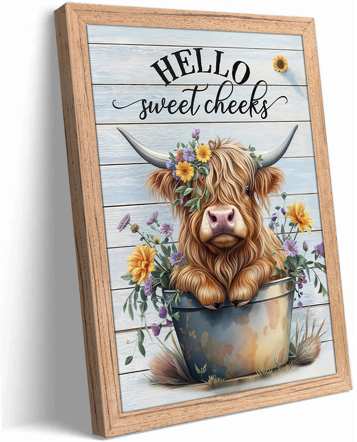 Wall Art Canvas for Highland Cow Bathroom (Farmhouse Country)
