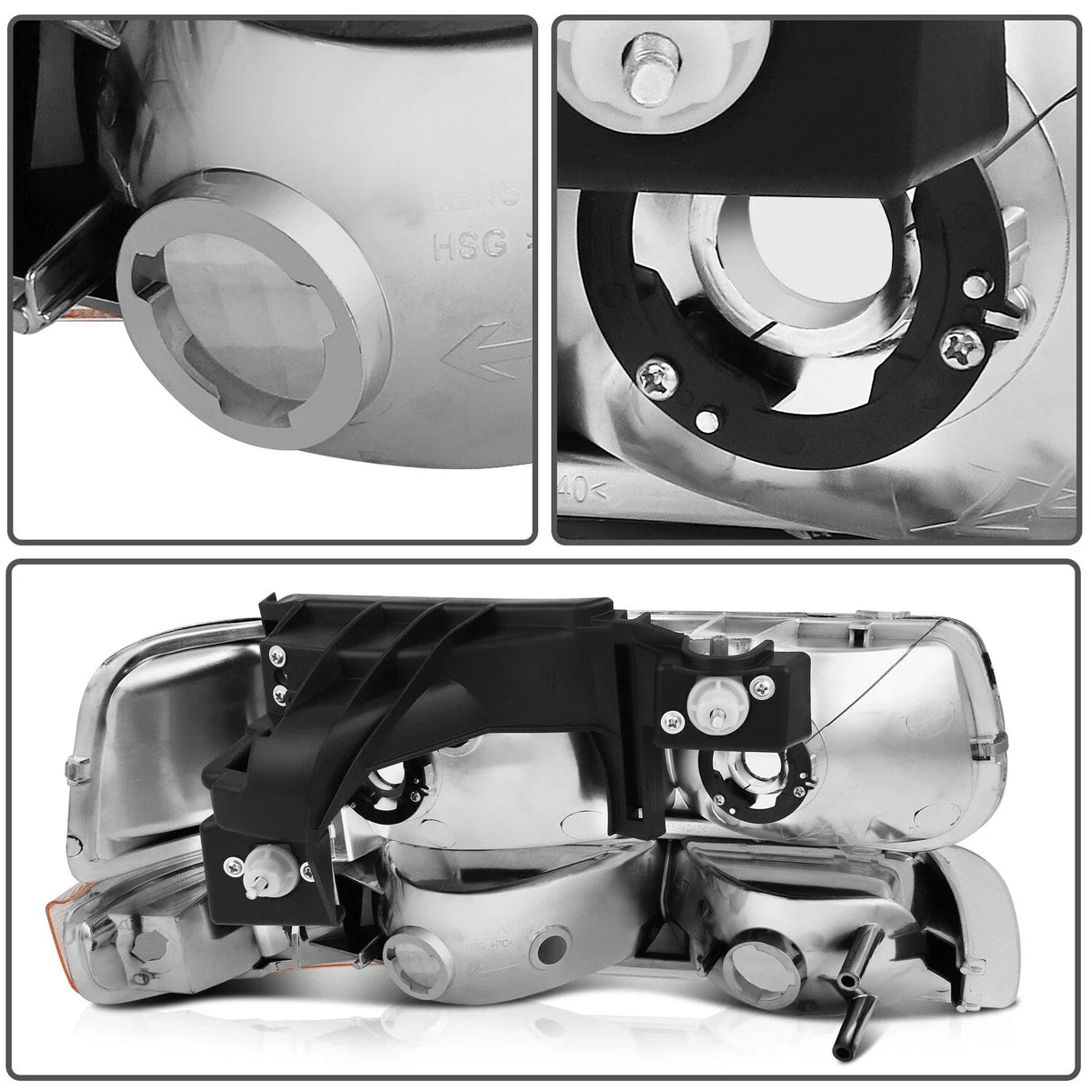 Clear Chrome Headlight Assembly Set for Chevrolet Silverado (1999-2002)