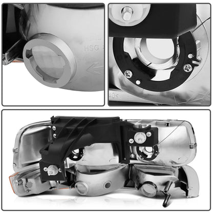 Clear Chrome Headlight Assembly Set for Chevrolet Silverado (1999-2002)