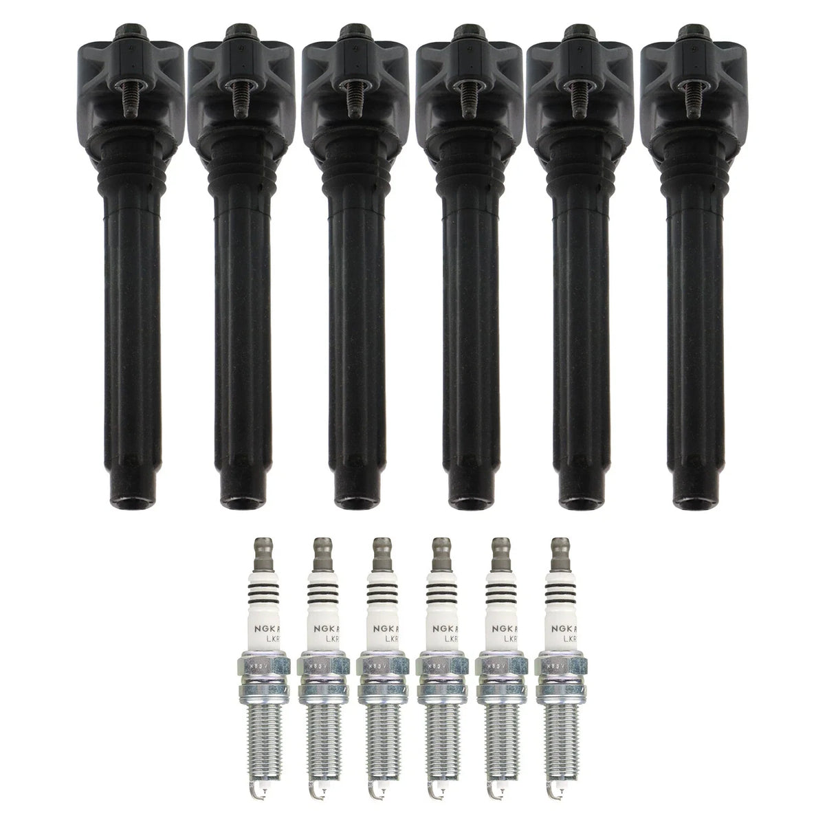 Set of 6 Ignition Coils & NGK Ruthenium HX Spark Plugs for Dodge Avenger (2008–2014)