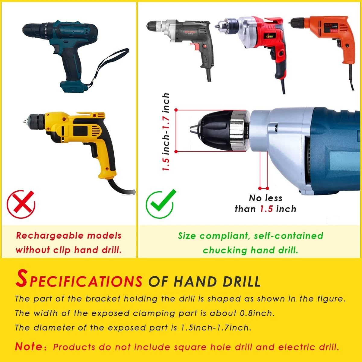 Square Hole Drill Bit Adapter for Easy Installation and Disassembly