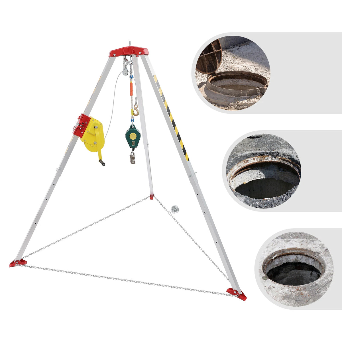 Adjustable Safety Tripod for Rescue Operations (5.2-8ft, 2600lb Winch)