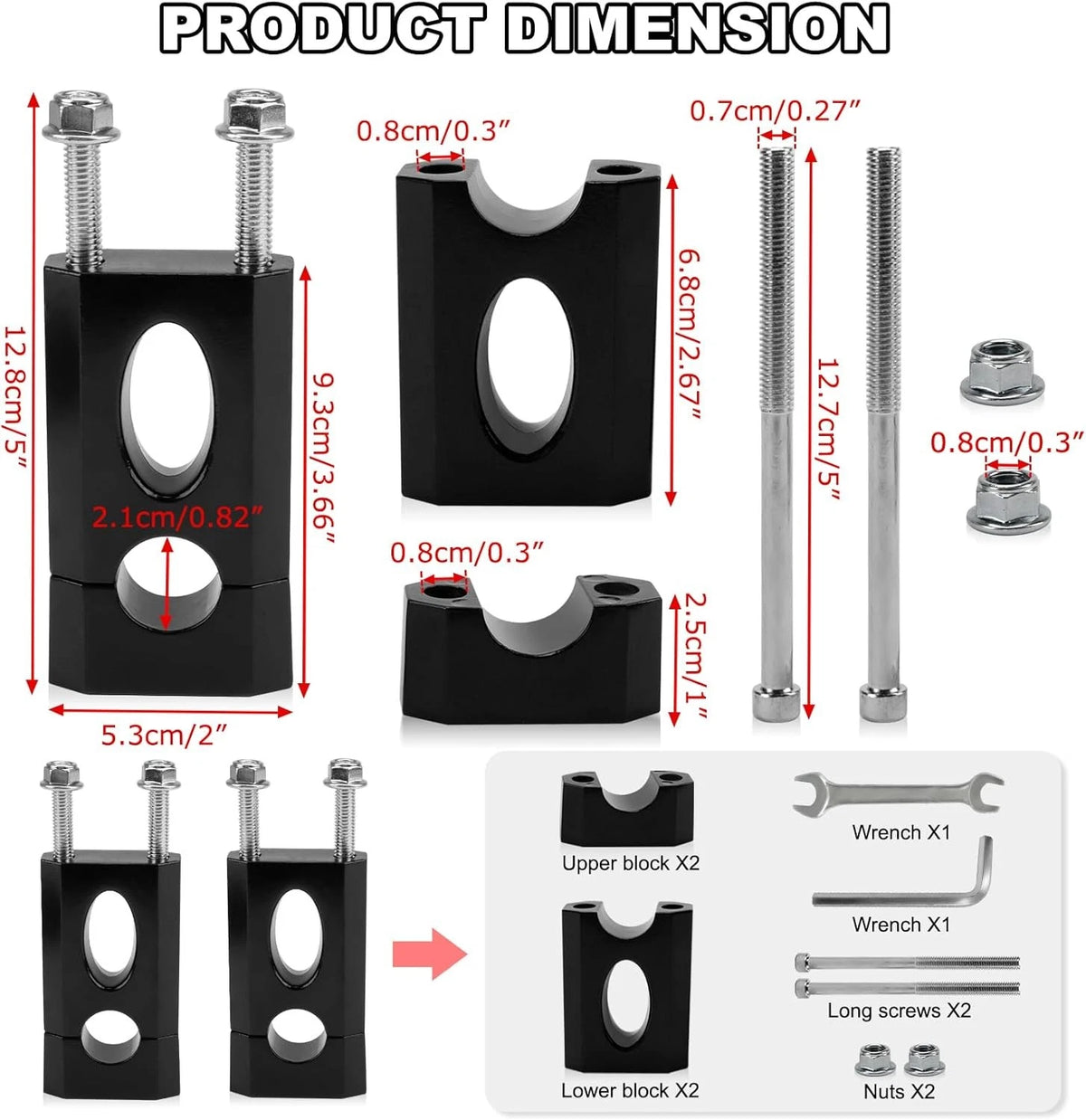 7/8" Handlebar Risers for Black (cs 0098 ba)