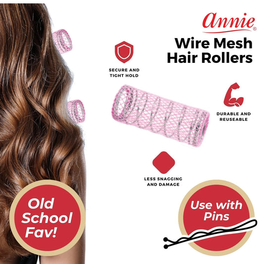 1 Count Annie Wire Mesh Rollers for Large Projects (Pack of 12) - Pink 1.5"