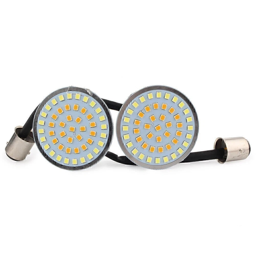 2" LED Turn Signal Light Bulb White+Amber for Harley Softail Touring