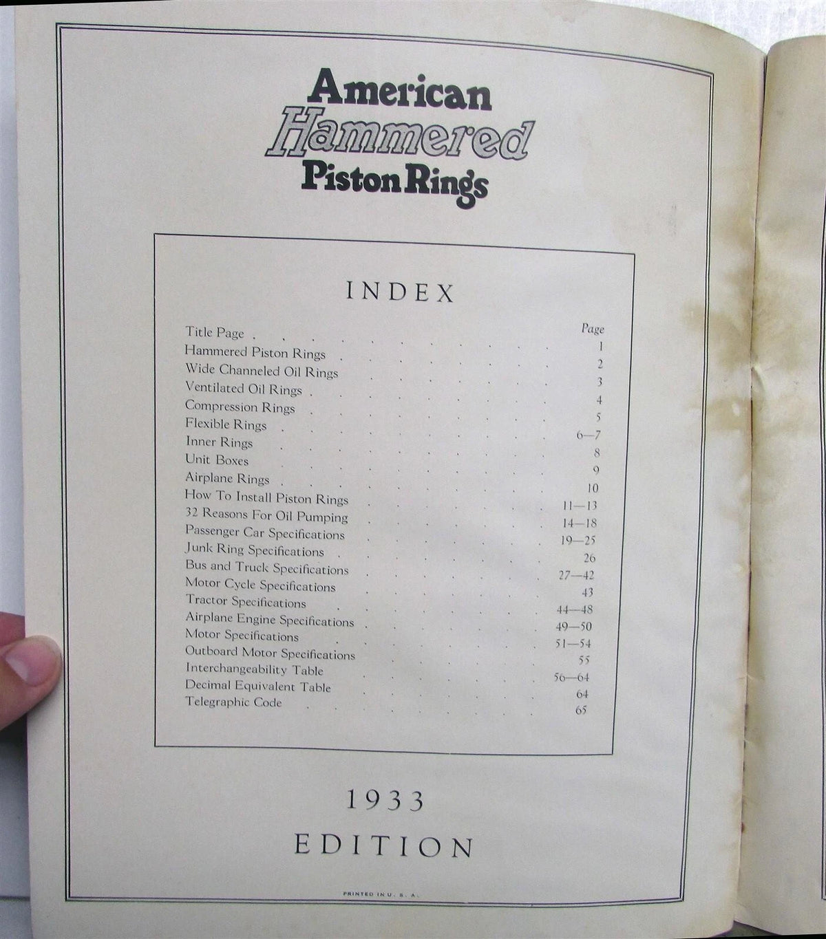 Piston Rings for American Hammered (1933)