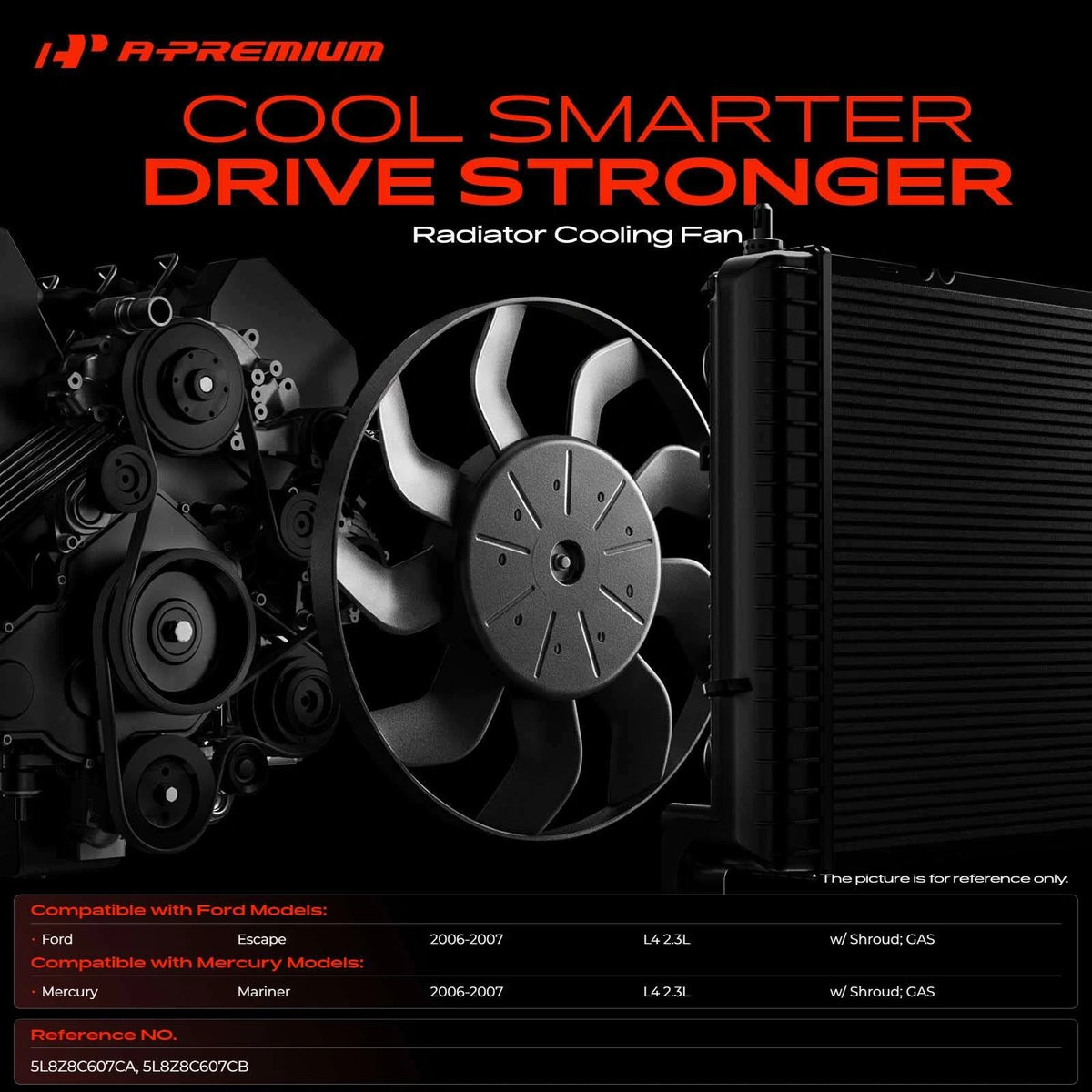 Dual Cooling Fan Assembly w/ Shroud for Ford Escape (2006–2007) 5L8Z8C607CB, 5L8Z8C607CA, 620165