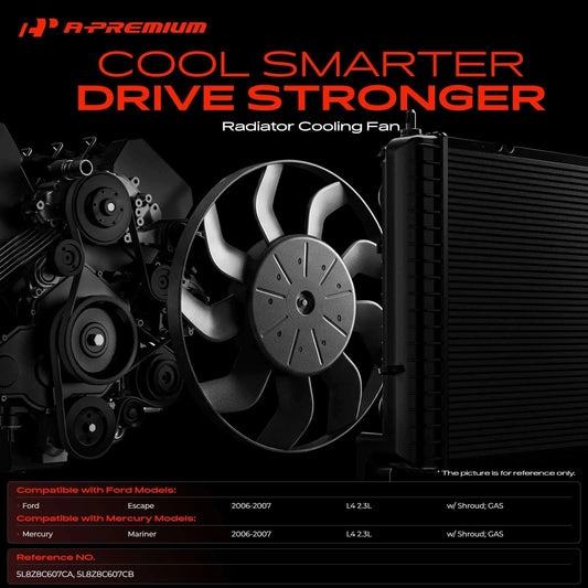 Dual Cooling Fan Assembly w/ Shroud for Ford Escape (2006–2007) 5L8Z8C607CB, 5L8Z8C607CA, 620165