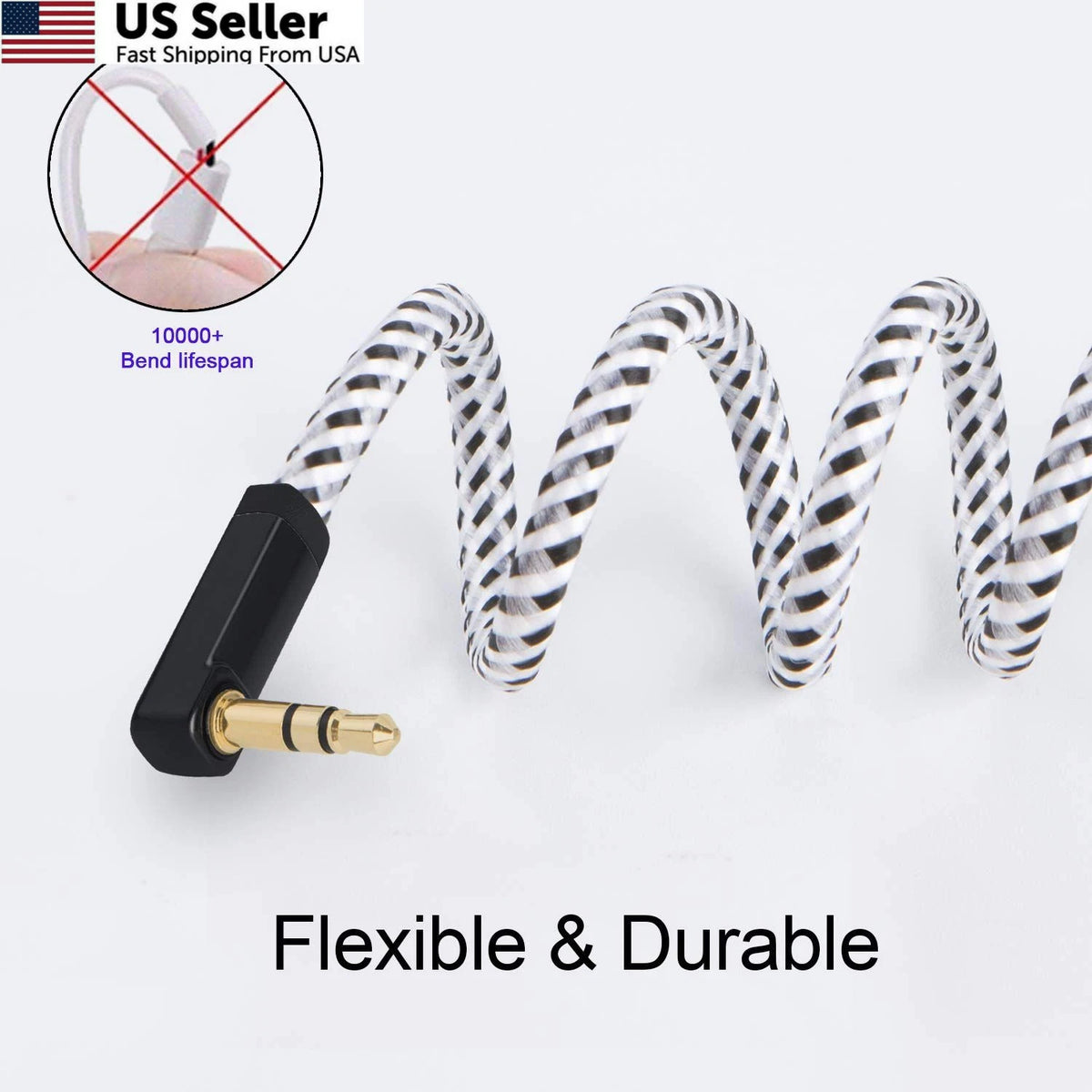 3.5mm Aux Cable 6FT for Various Devices (90 Degree Male)