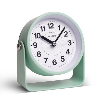 Analog Alarm Clock for Small Space (Silent Non-Ticking, Green)