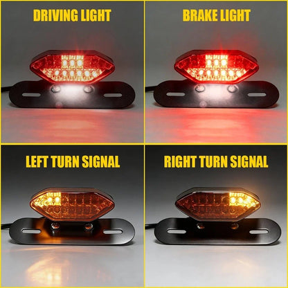 Universal Fit 16 LED Integrated Tail Light for Motorcycles