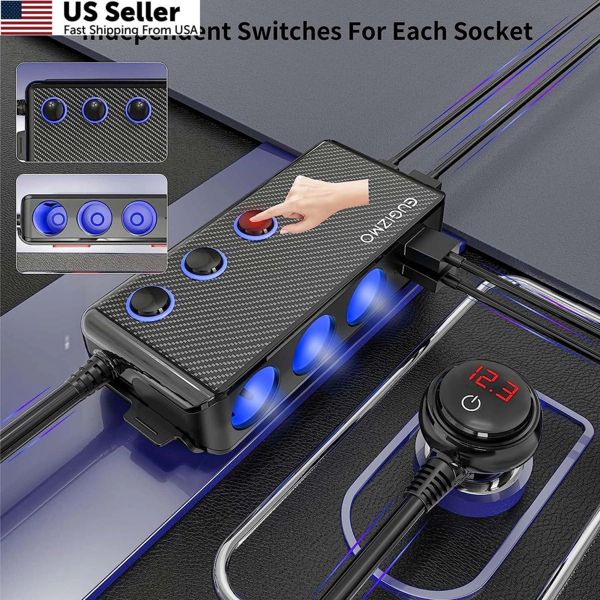 3 Socket Cigarette Lighter Plug Splitter for Car (200W)
