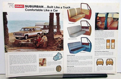 1974 GMC Suburban Trucks Sales Brochure Folder Original