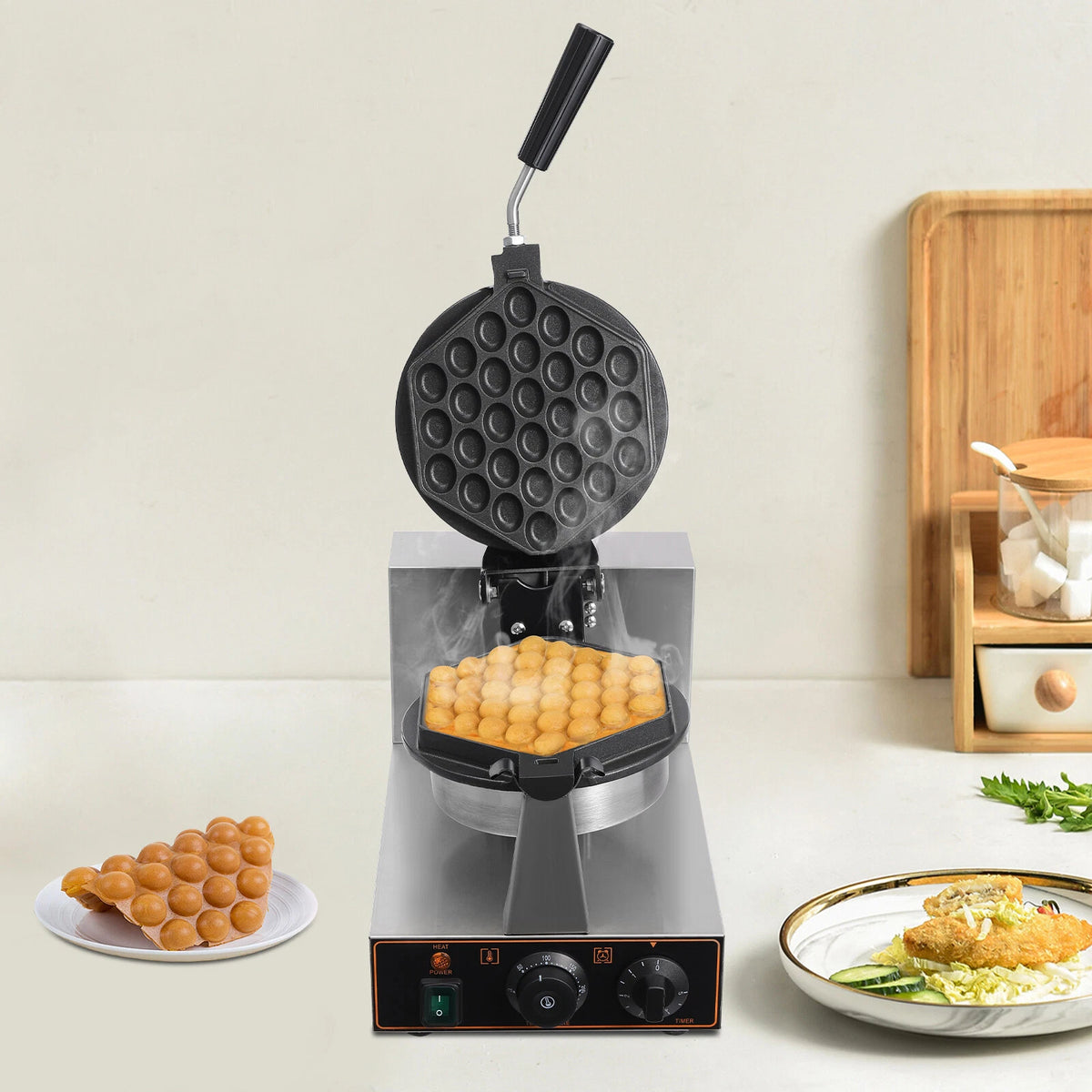 Electric Waffle Maker for Hexagonal Bubble Waffles (1300W)