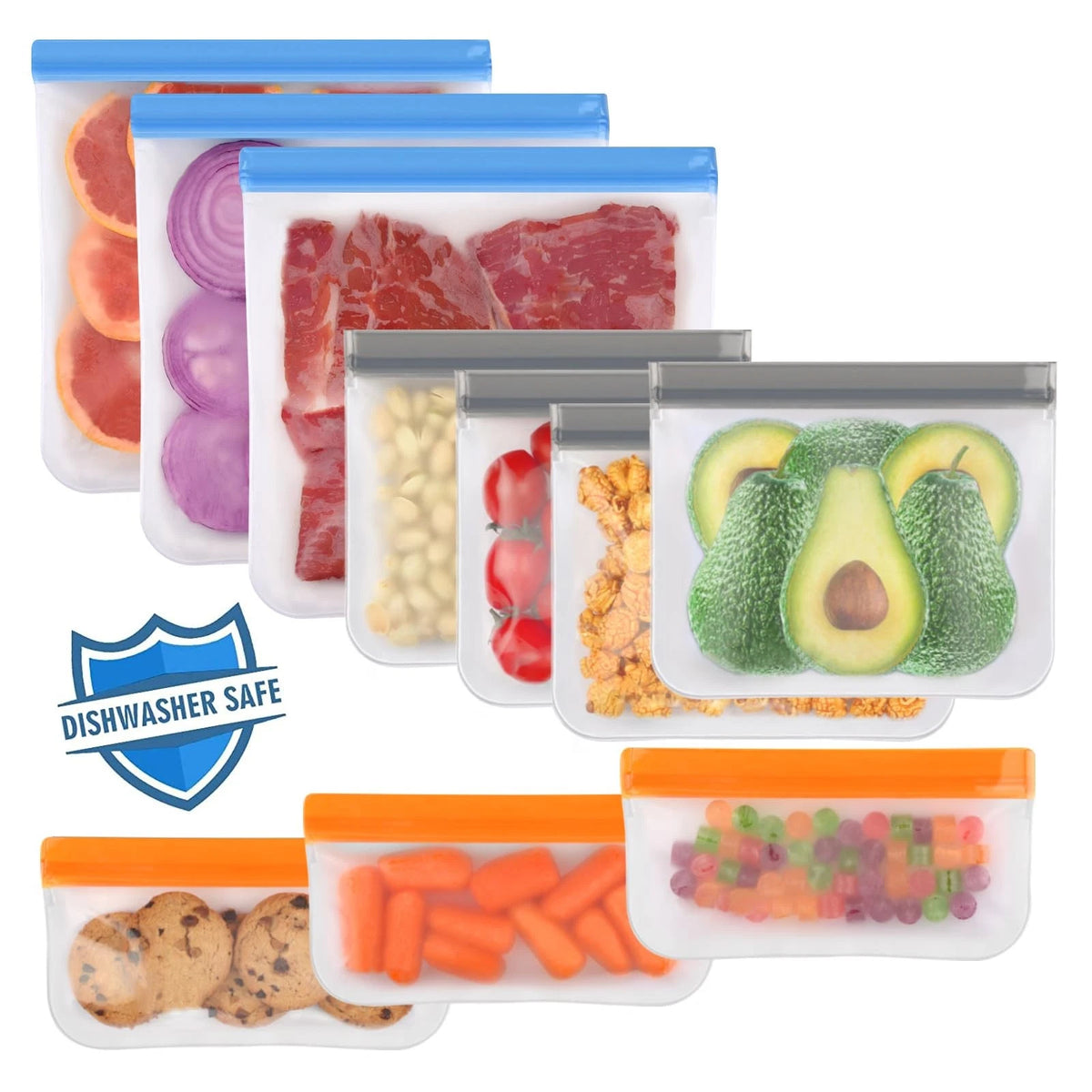 10 Pack Dishwasher Safe Reusable Bags for Kitchen Storage (2023)
