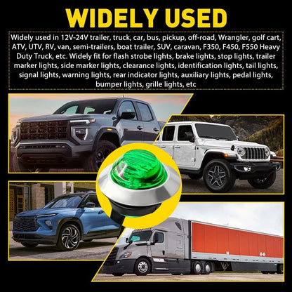 3/4" Green LED Strobe & Steady Marker Lights for EV (10X)