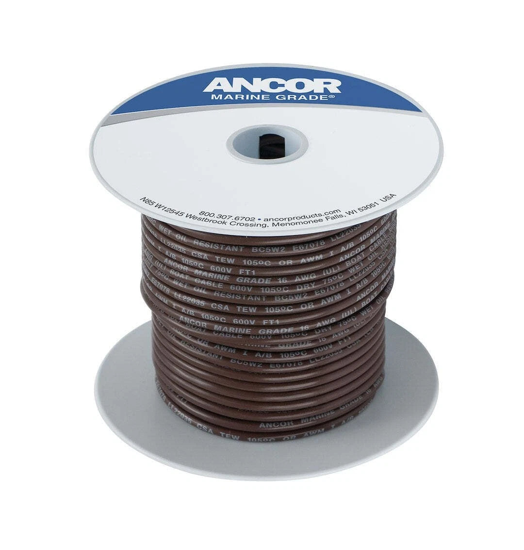 100' #16 Brown Tinned Copper Wire for Ancor 102210