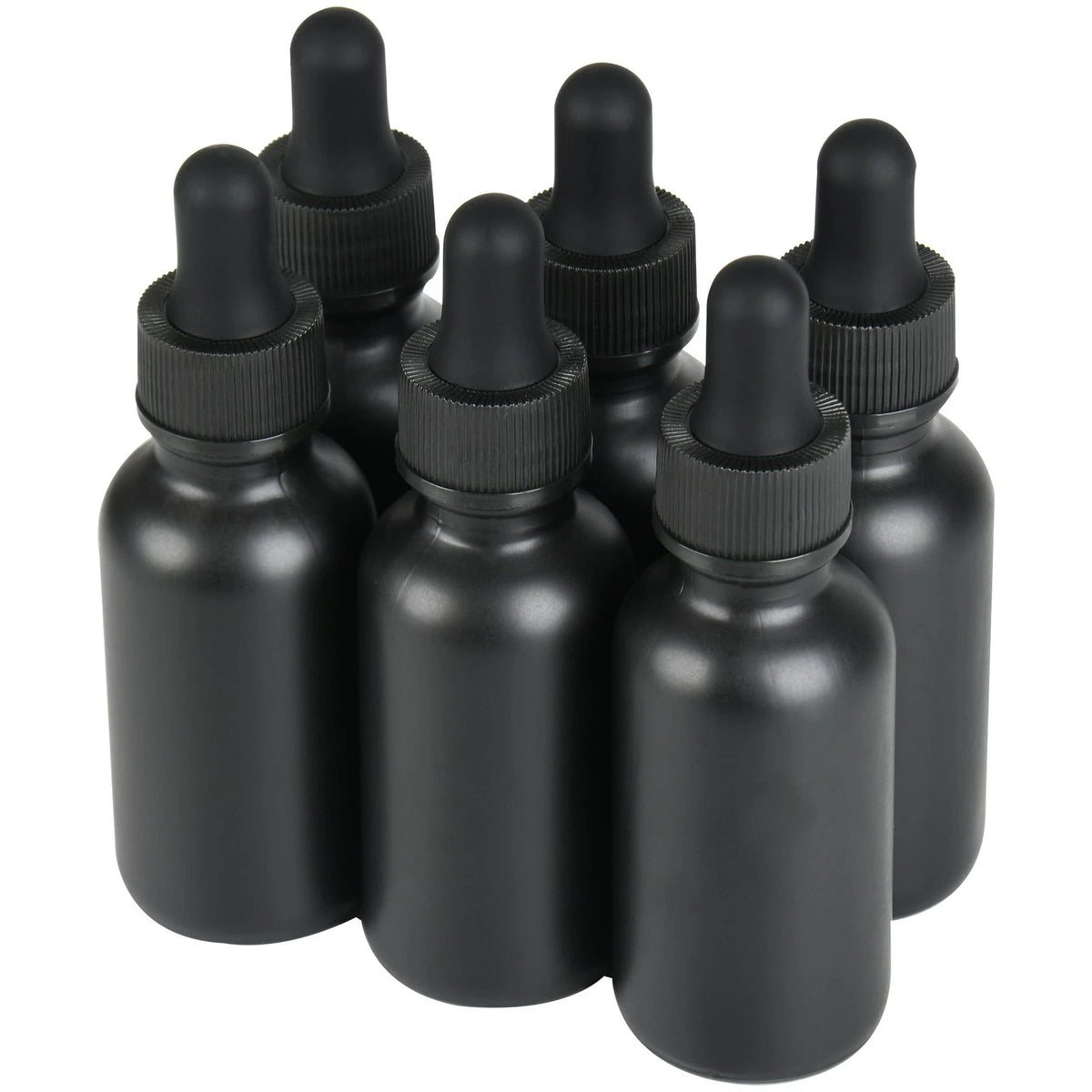 6X 1oz Black Glass Dropper Bottles for Tinctures
