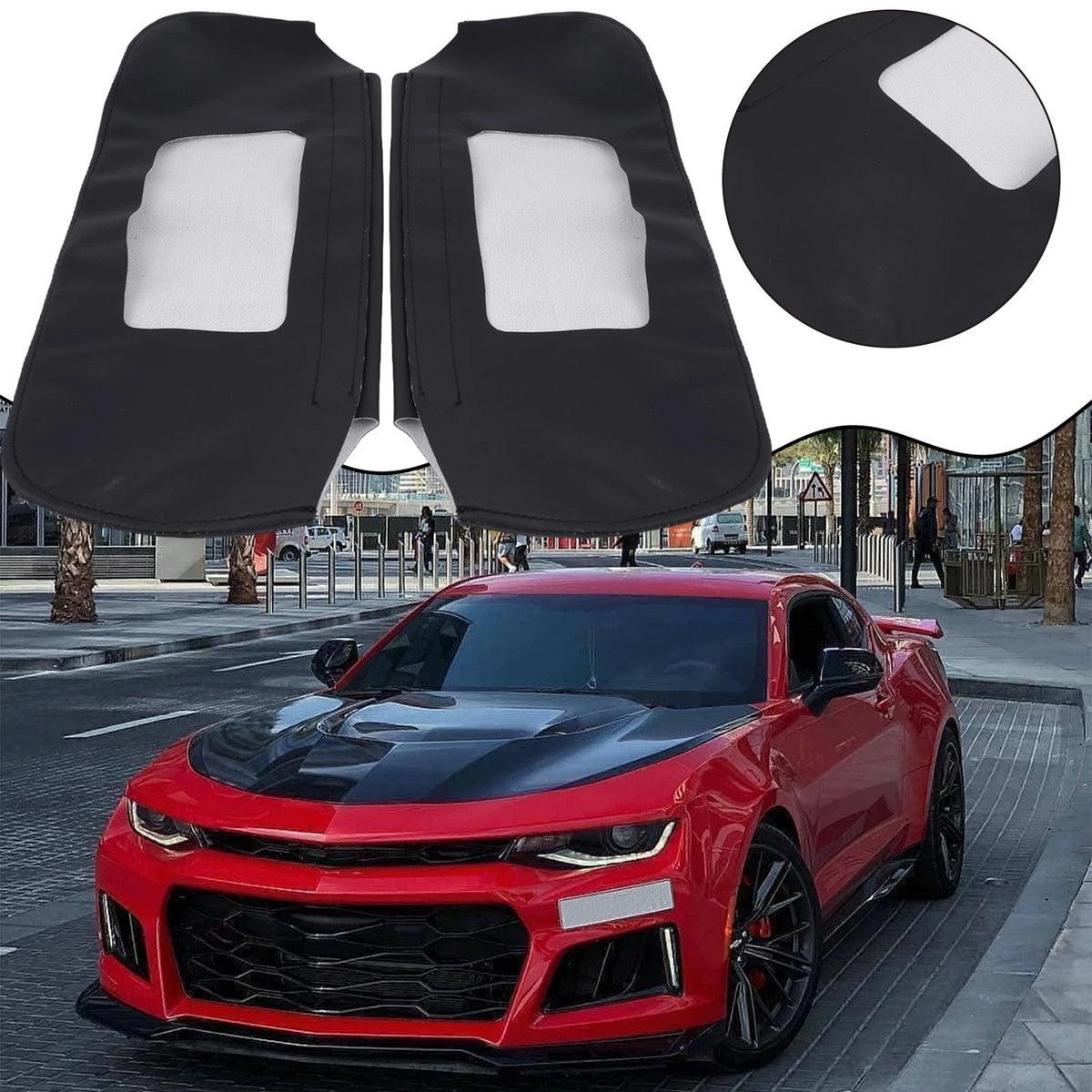 2X Leather Sun Visor Cover for Car (Front Left Right) - Black
