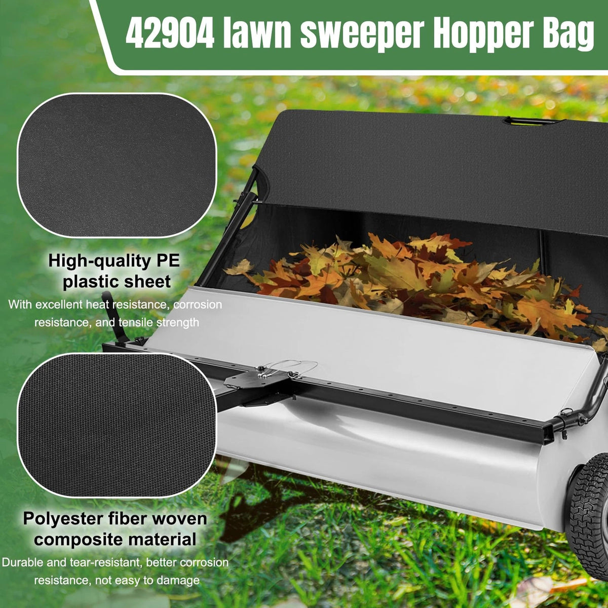 44" Tow Lawn Sweeper Replacement Hopper Bag Assembly for Agri-Fab