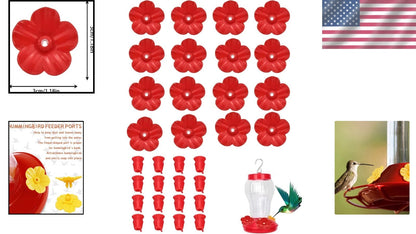 Set of 16 Red Hummingbird Feeder Replacement Flowers