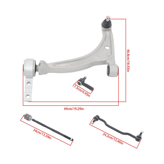 8pc Suspension Kit - Front Lower Control Arms & Sway Bars for Nissan Altima Maxima (BCK69212K, CK620166, CK620167, RK620166, RK620167)