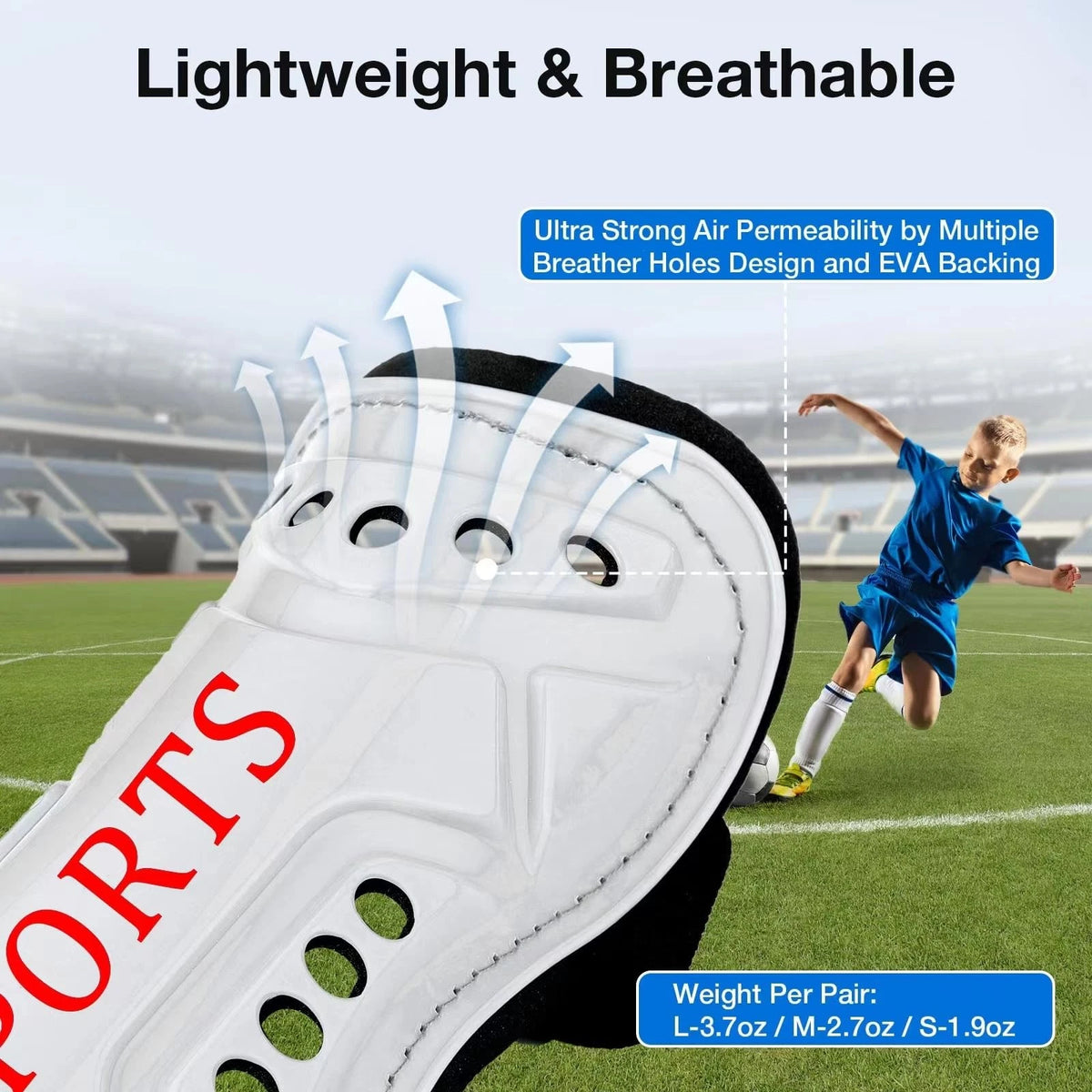 2X Soccer Shin Guards for Medium (3'9"-4'5" Tall) - Black & White