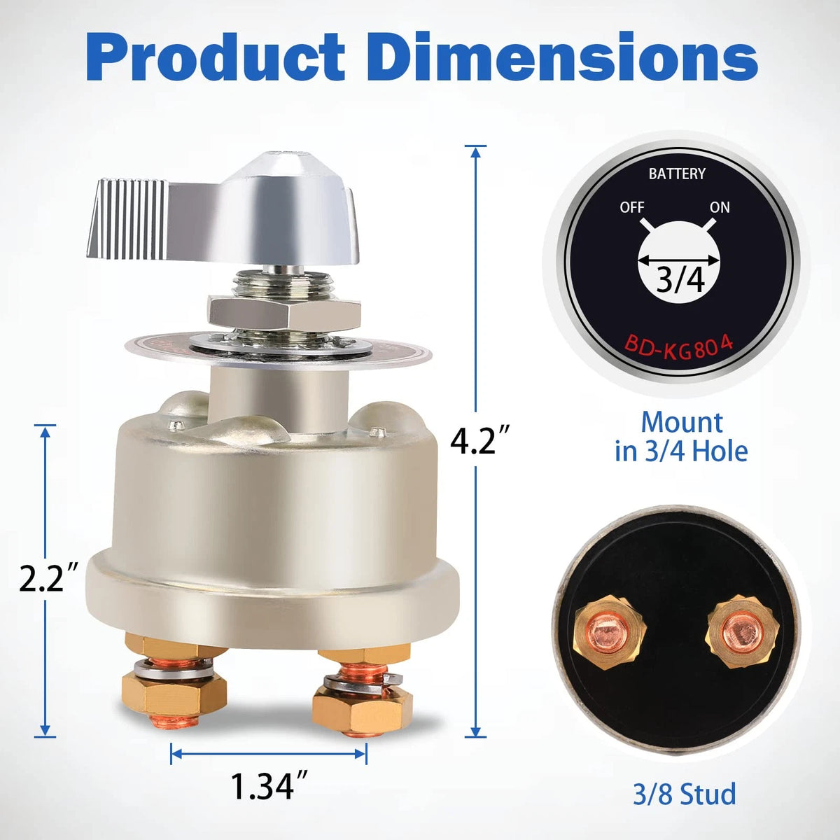 High Current Master Battery Disconnect Switch for Automotive (12-48V)