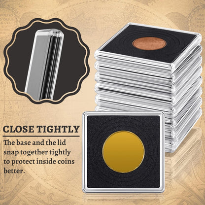 15 Pcs Acrylic Coin Holders for Dollar Collection (2040mm Adjustable Gaskets)