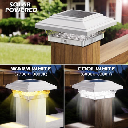 4x Solar Post Lights for Outdoor Use (Waterproof, 50 Lumens, 2 Modes)