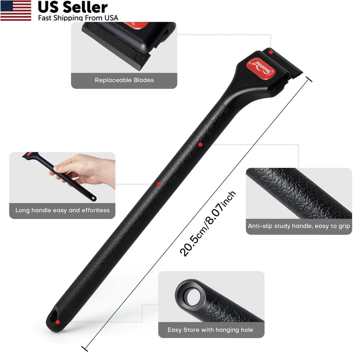 2X Long Handle Plastic Razor Blade Scraper for