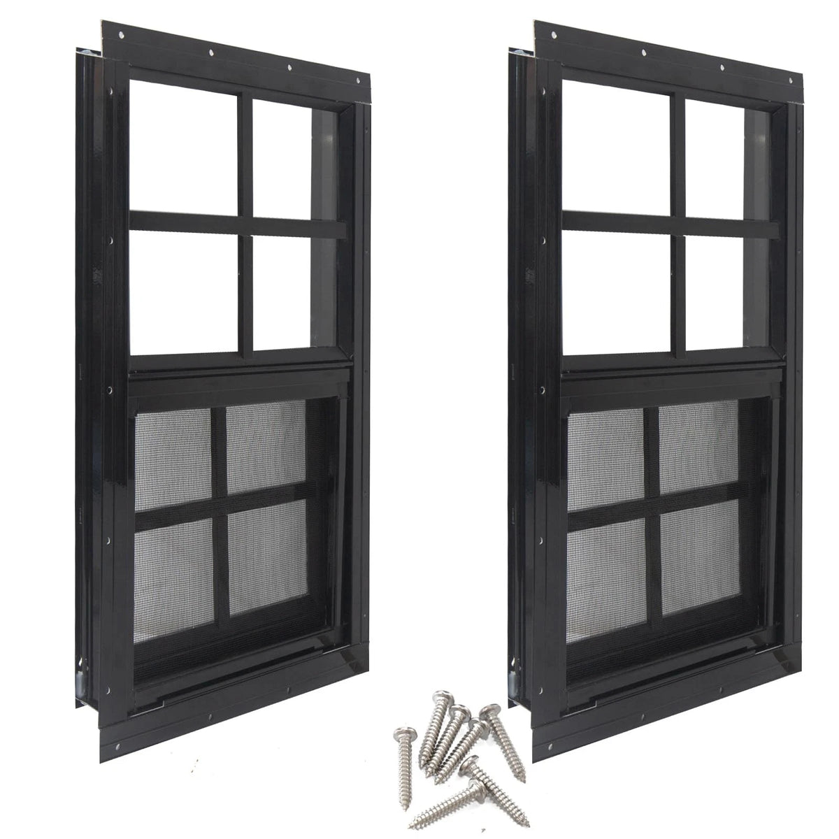 12" x 18" Shed Windows for Yuzzy - Tempered Glass, Black