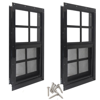 12" x 18" Shed Windows for Yuzzy - Tempered Glass, Black