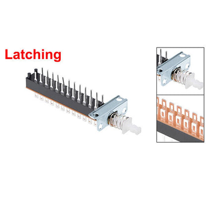 2X Self-Locking Push Button Switch 8PDT 8 Pole 24 Pin for Automotive