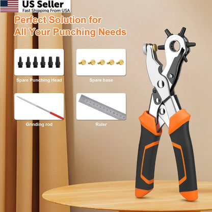 Heavy Duty Revolving Punch Plier Kit for Leather Craft (DIY)
