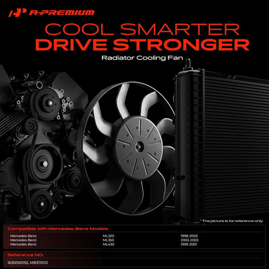 Dual Cooling Fan Assembly w/ Shroud for Mercedes-Benz ML320 (1998–2003) 1635000155, MB3115112, 620-923