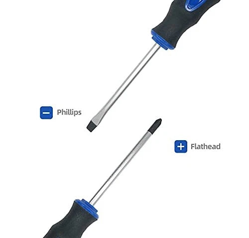 6 Piece Magnetic Tip Screwdriver Set - Phillips & Flat, Ergonomic Design