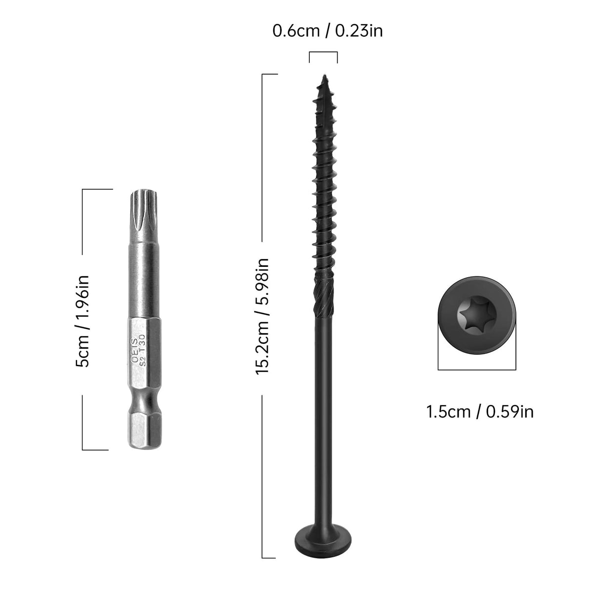 50Pcs 6 Inch Rust Resistant Deck Screws for Structural Wood
