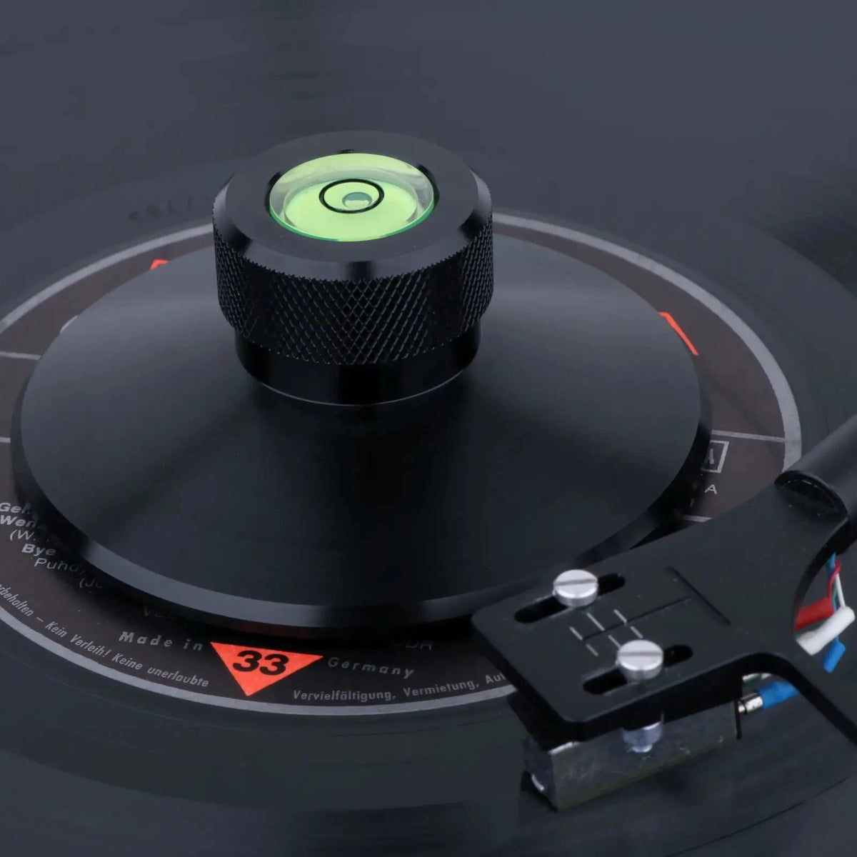 Black Aluminum Turntable Record Weight Clamp Stabilizer with Bubble Level
