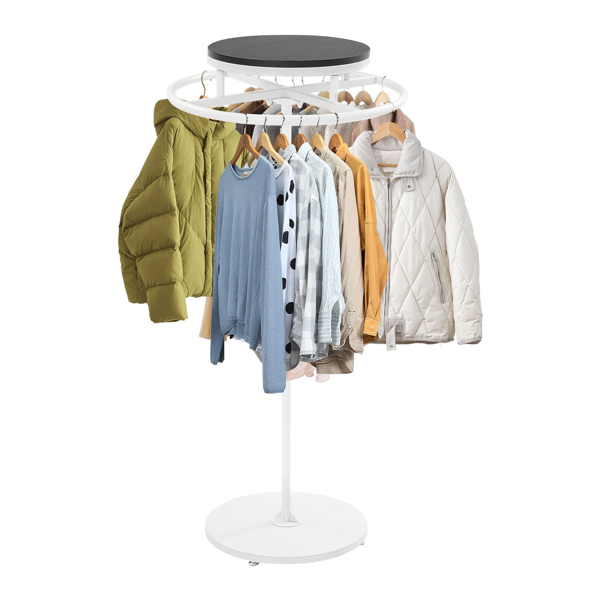 Round Clothing Rack for Clothes Display (Rotatable, White)