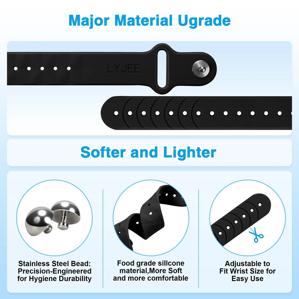 1 Pair Motion Sickness Bracelets for Travel - Anti Nausea - Black