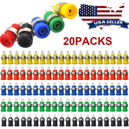 20X 4mm Banana Jack Female Panel Mount Socket Adapter - 5 Colors