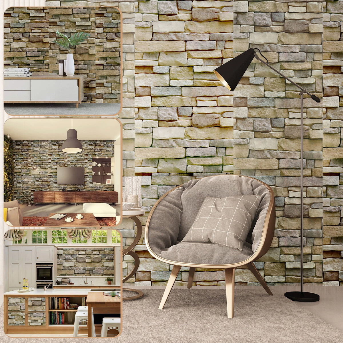 3D Stone Wallpaper Background for DIY Projects (1M/10M Roll)