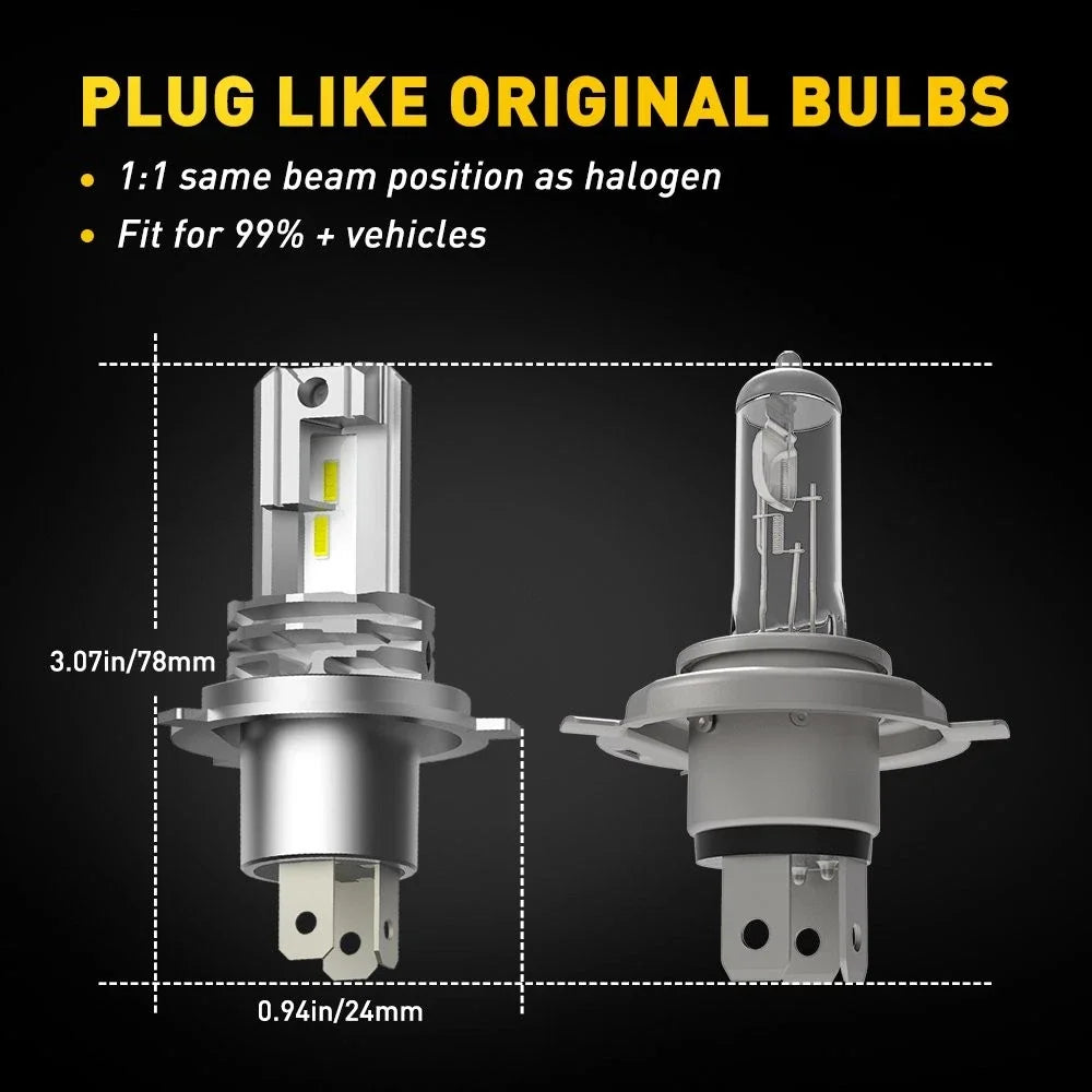 H4 9003 LED Headlight Bulbs by AUXITO for Hi Low Beam 6500K