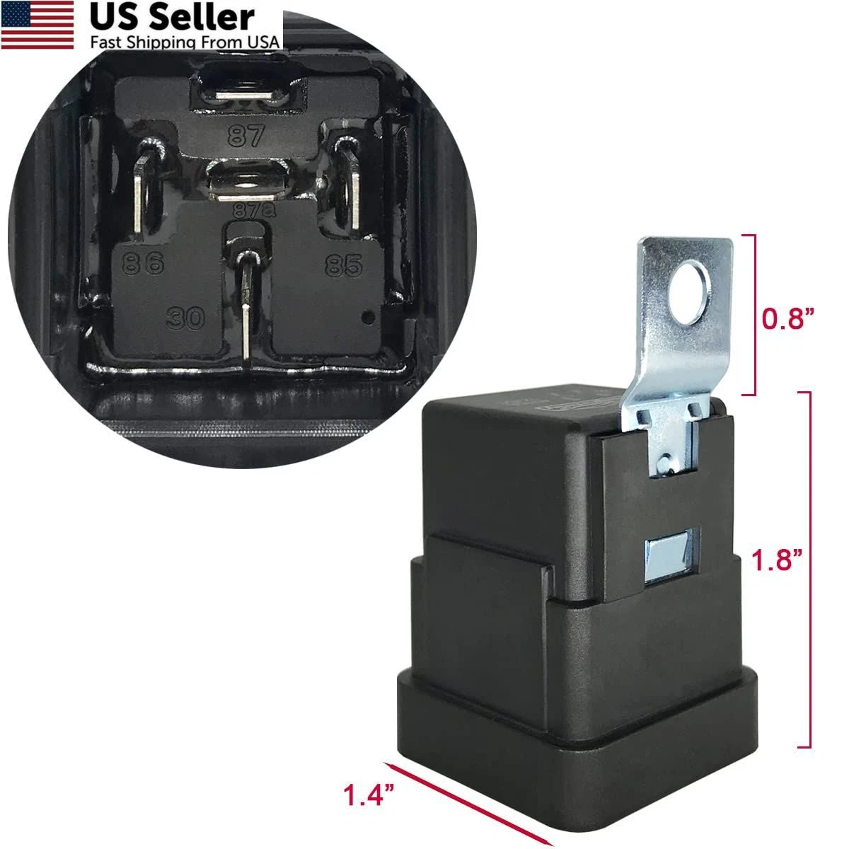 5 Pack 40/30 AMP 12V DC Waterproof Relay Kit for Standard