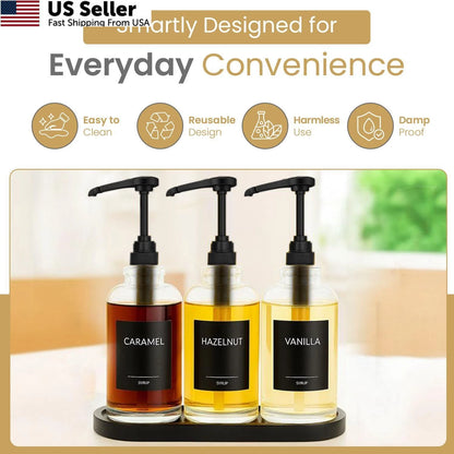 4 Pack Black Syrup Pump Dispenser for Various Applications