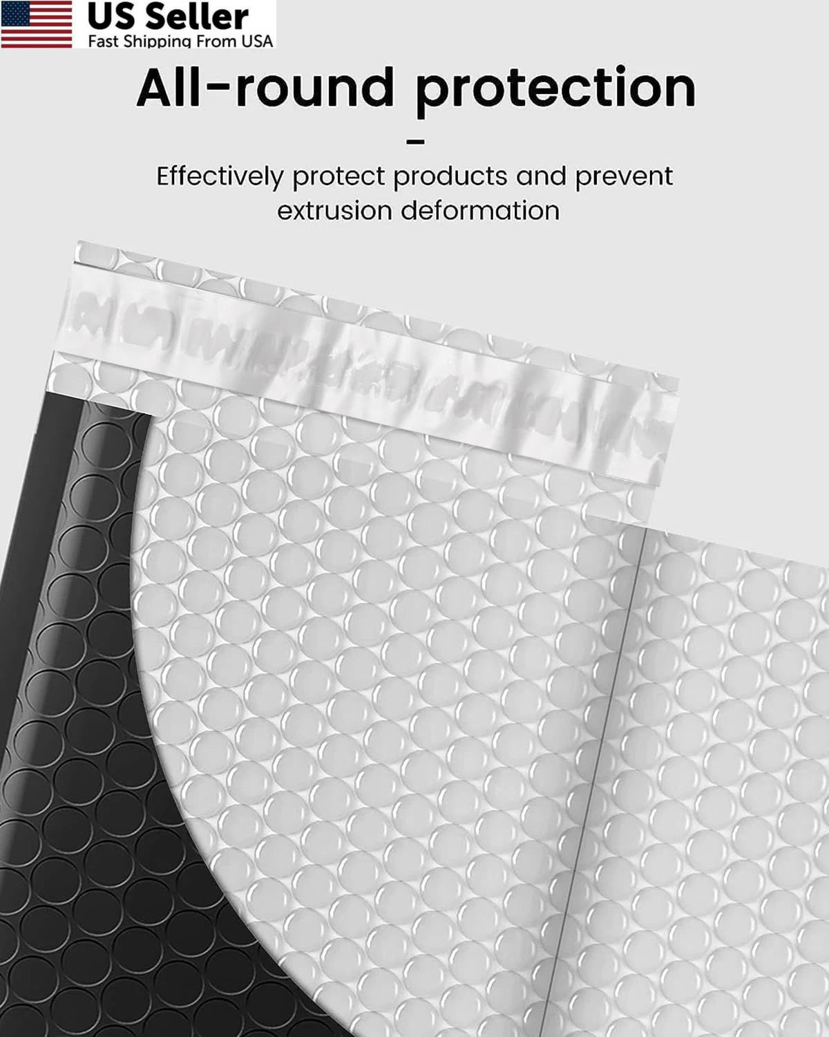 50 Pack Black Bubble Mailers 4x8 Padded Shipping Envelopes
