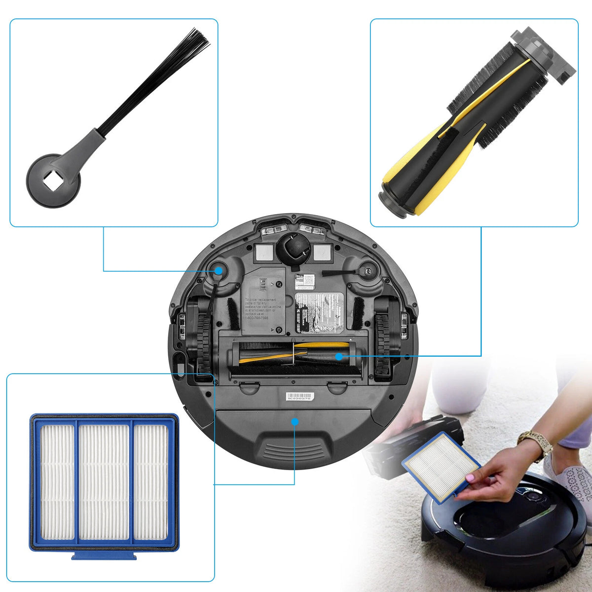 14X Cleaning Brush Filter Kit for Shark IQ R101AE