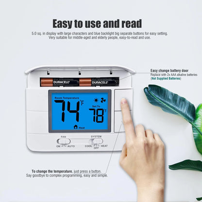 Non-Programmable Thermostats for House, Single-Stage 1 Heat/1 Cool