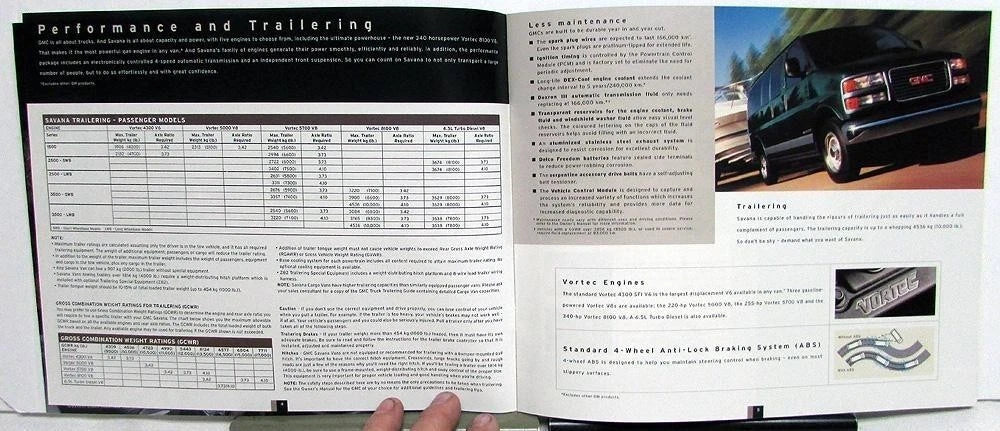 Savanna Passenger Van Sales Brochure for GMC Trucks (2001)